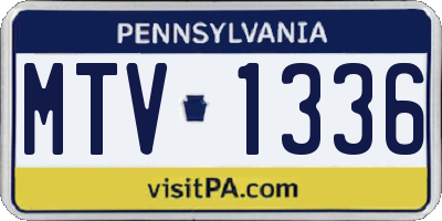 PA license plate MTV1336