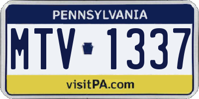 PA license plate MTV1337