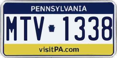 PA license plate MTV1338
