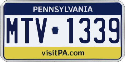PA license plate MTV1339