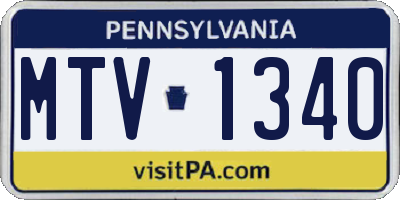 PA license plate MTV1340