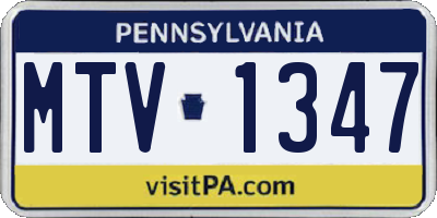 PA license plate MTV1347