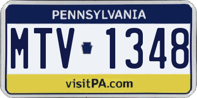 PA license plate MTV1348