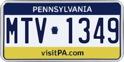PA license plate MTV1349
