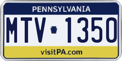 PA license plate MTV1350