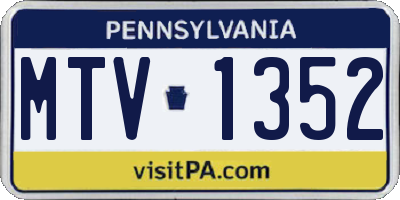 PA license plate MTV1352