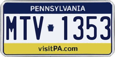 PA license plate MTV1353
