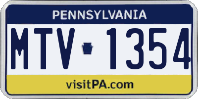 PA license plate MTV1354