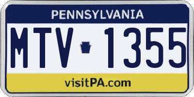 PA license plate MTV1355