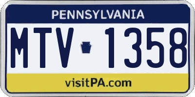 PA license plate MTV1358