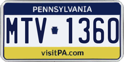 PA license plate MTV1360