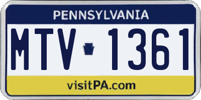 PA license plate MTV1361
