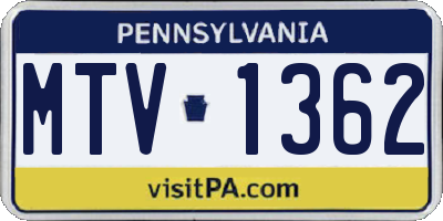 PA license plate MTV1362