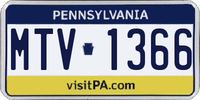 PA license plate MTV1366