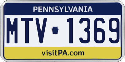 PA license plate MTV1369
