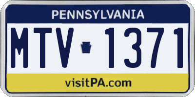 PA license plate MTV1371