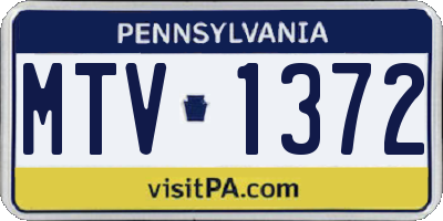 PA license plate MTV1372