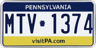PA license plate MTV1374