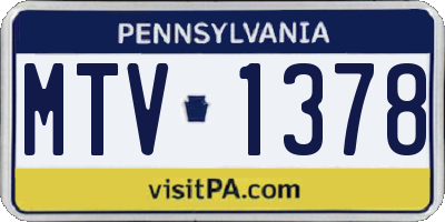 PA license plate MTV1378