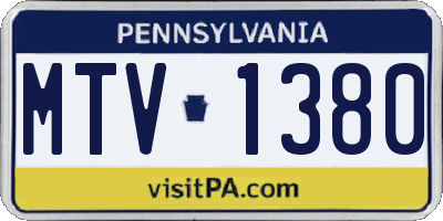 PA license plate MTV1380