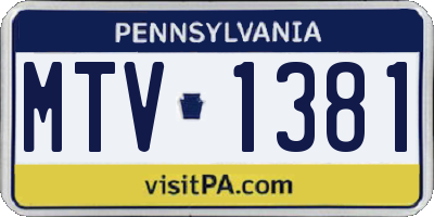 PA license plate MTV1381