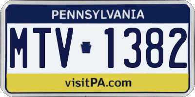 PA license plate MTV1382