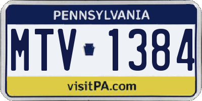 PA license plate MTV1384