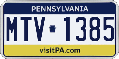 PA license plate MTV1385