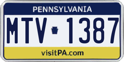 PA license plate MTV1387