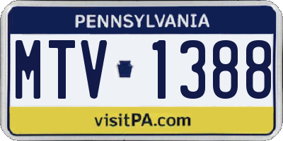 PA license plate MTV1388