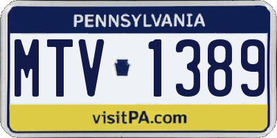 PA license plate MTV1389