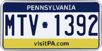PA license plate MTV1392
