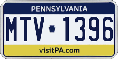 PA license plate MTV1396