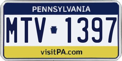 PA license plate MTV1397