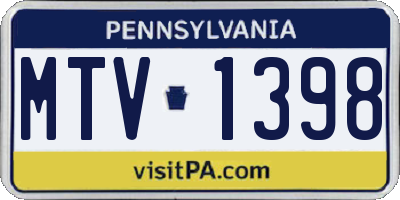 PA license plate MTV1398