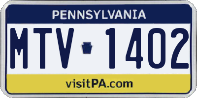 PA license plate MTV1402