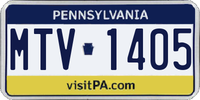 PA license plate MTV1405