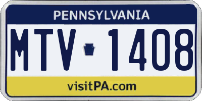 PA license plate MTV1408