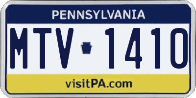 PA license plate MTV1410