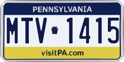 PA license plate MTV1415
