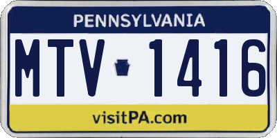 PA license plate MTV1416