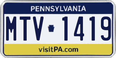 PA license plate MTV1419