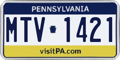 PA license plate MTV1421