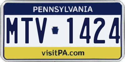 PA license plate MTV1424