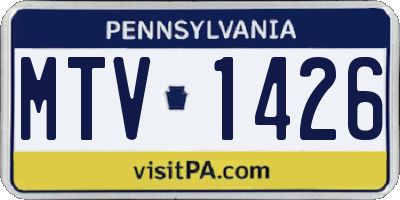 PA license plate MTV1426