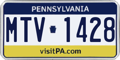 PA license plate MTV1428
