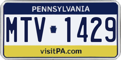 PA license plate MTV1429