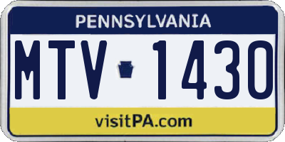 PA license plate MTV1430