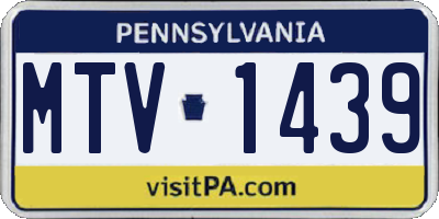 PA license plate MTV1439