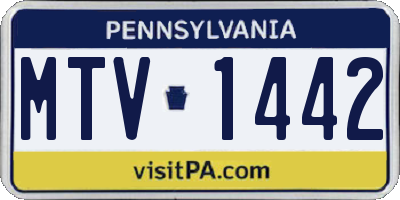 PA license plate MTV1442